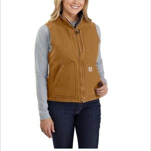 Womens Carhartt Duck Sherpa Lined Mock neck Vest small NWOT